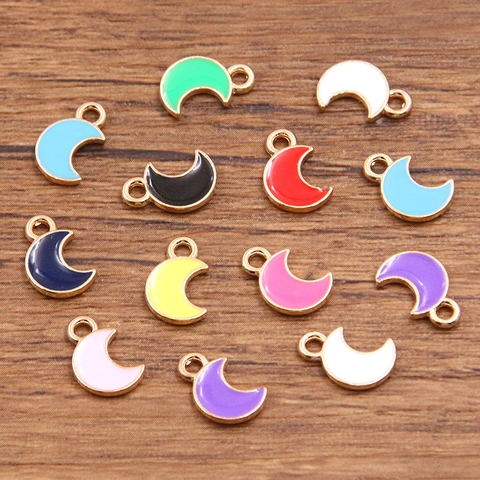 Legering Emaille Maan Halve Maan Hanger Kleine Bedeltjes Voor DIY Sieraden Maken Kettingen Oorbellen Knutselaccessoires Meerkleurig