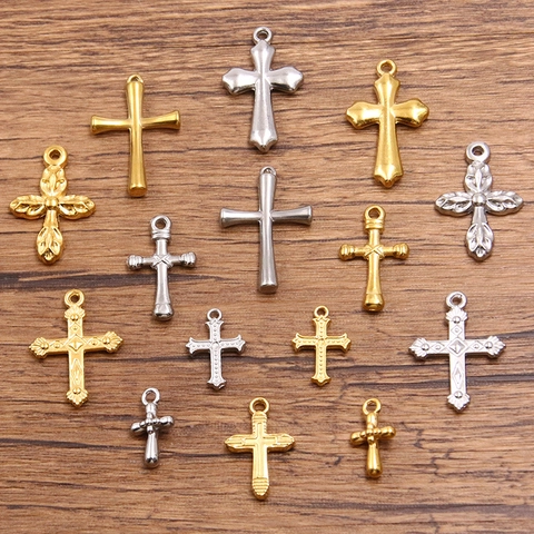 Kreuzanhänger Aus Edelstahl Für Die Schmuckherstellung DIY Halskette Armband Erkenntnisse Gold Silber Kreuz Anhänger Zubehör