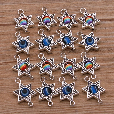 DIY Zinc Alloy Evil Eye Charms And Pentagram Star Connectors Jewelry Making For Necklaces Bracelets Accessories Women