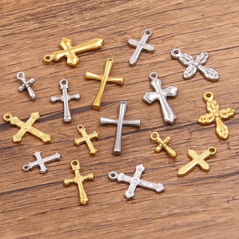 Kreuzanhänger Aus Edelstahl Für Die Schmuckherstellung DIY Halskette Armband Erkenntnisse Gold Silber Kreuz Anhänger Zubehör