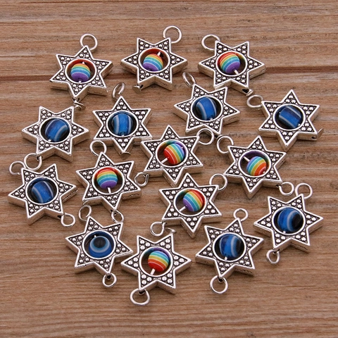 DIY Zinc Alloy Evil Eye Charms And Pentagram Star Connectors Jewelry Making For Necklaces Bracelets Accessories Women