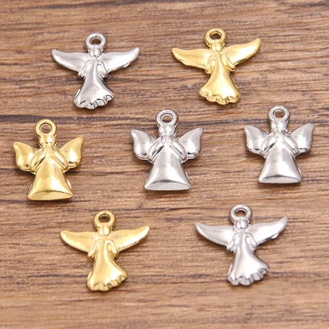 Amuletos de Alas de Ángel de Acero Inoxidable 304 Colgantes para Fabricación de Joyas DIY Collar Pulsera Accesorios Minimalistas Oro Plata