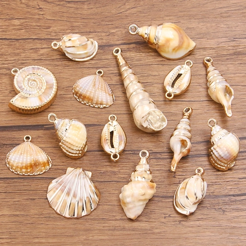 Ocean Theme Resin Seashell Starfish Charms Gold Plated Marine Series Pendants For DIY Earrings Bracelet Jewelry Making Accessories