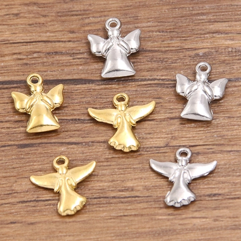 Amuletos de Alas de Ángel de Acero Inoxidable 304 Colgantes para Fabricación de Joyas DIY Collar Pulsera Accesorios Minimalistas Oro Plata