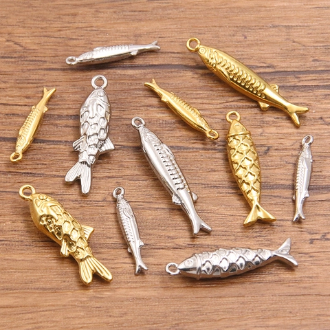 304 Stainless Steel Fish Charms Double Sided Marine Life Pendants For DIY Jewelry Making Bracelet Necklace Accessories