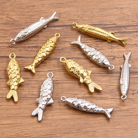 304 Stainless Steel Fish Charms Double Sided Marine Life Pendants For DIY Jewelry Making Bracelet Necklace Accessories