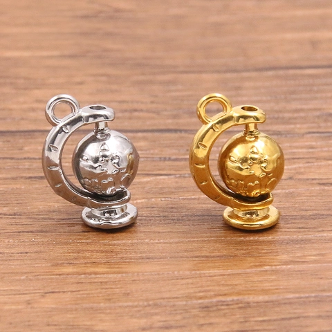 304 Stainless Steel Rotating Globe Pendant 3D Earth Charm For DIY Jewelry Making Bracelets Necklaces Simple Fashion Jewelry