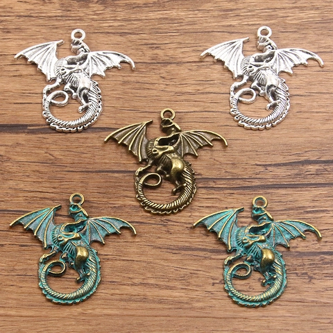 Pendentif Dragon Volant en Alliage Antique Breloque Animale Rétro pour Collier Bracelet DIY Fournitures de Bijouterie Accessoires Style Vintage