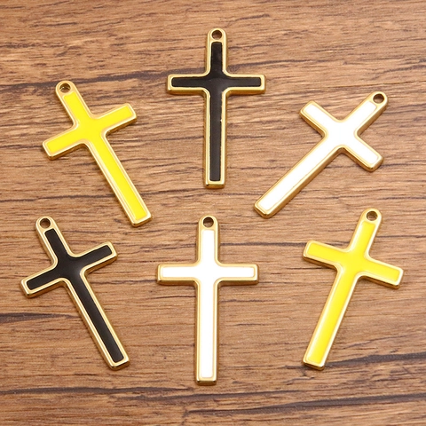 Minimalistisch 304 Roestvrij Stalen Kruis Hanger Charm Kleurrijk Emaille Goud Vacuüm Plating DIY Sieraden Maken Accessoire
