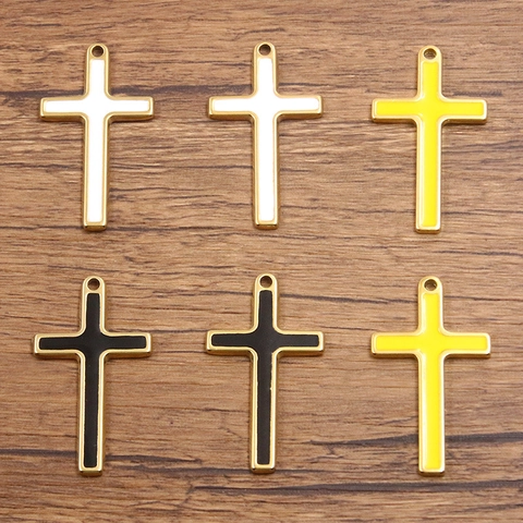 Minimalistisch 304 Roestvrij Stalen Kruis Hanger Charm Kleurrijk Emaille Goud Vacuüm Plating DIY Sieraden Maken Accessoire