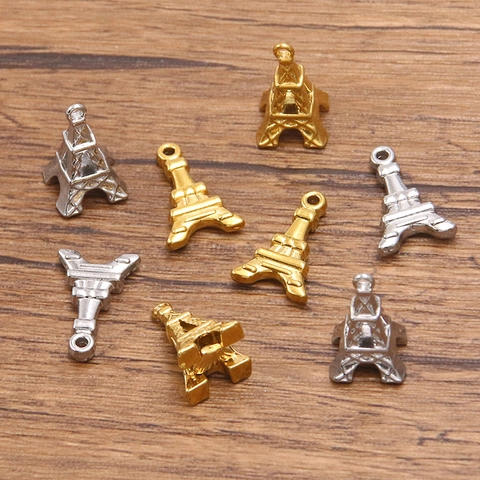 Colgante de Torre Eiffel de Acero Inoxidable 304 Para Fabricación de Joyas Accesorios de Bricolage Oro Plata