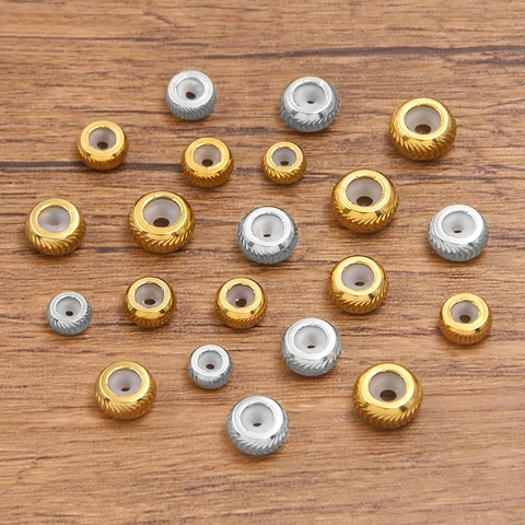 Perle Fermo Foro Grande in Acciaio Inossidabile con Anima in Silicone Trama Zigrinata Accessori per Creazione Gioielli DIY