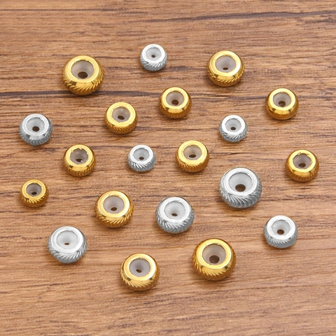 Perle Fermo Foro Grande in Acciaio Inossidabile con Anima in Silicone Trama Zigrinata Accessori per Creazione Gioielli DIY