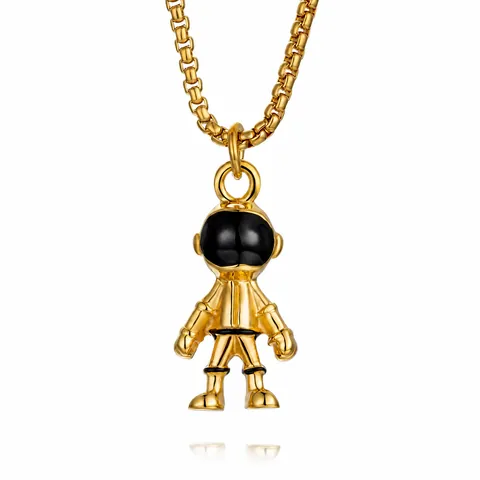 Hip Hop Astronaut Pendant Necklace Stainless Steel Spaceman Planet Explorer Space Jewelry For Men Women Couples Polished Gift