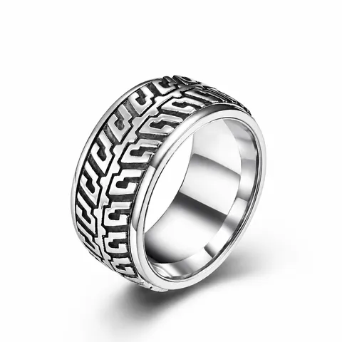 Herren Drehbar Reifenprofil Spinner Ring Titanstahl Hip Hop Industriell Fingerring Schwarz Gold Stahlfarbe Schmuck