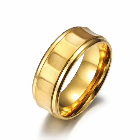 Minimalistischer Titanstahl Hammerring Für Herren Gebürstet Matt Gold Silber Schwarz Geometrisches Band Modeschmuck Geschenk