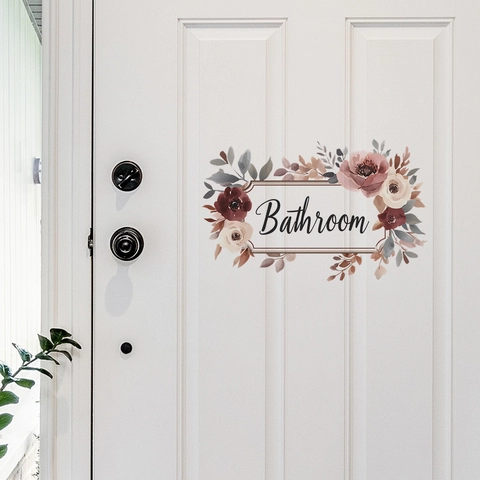 Vintage Aquarel Bloemen Badkamer Deur Sticker PVC Zelfklevende Roos Muursticker Voor Toilet Huis Decoratie Muurkunst