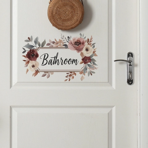 Vintage Aquarel Bloemen Badkamer Deur Sticker PVC Zelfklevende Roos Muursticker Voor Toilet Huis Decoratie Muurkunst