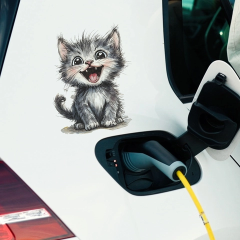 Cute Cartoon Laughing Cat Sticker Waterproof PVC Car Decal Funny Smiling Kitten Decorative Sticker For Window Motorcycle Laptop