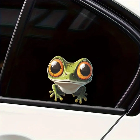 3D Cartoon Big Eyes Frog Car Sticker Personalized PVC Waterproof Window Decal For Auto Body Glass Home Wall Decoration