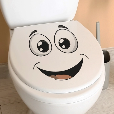 Divertente Adesivo per Gabinetto con Faccina Sorridente e Occhi Grandi in PVC Impermeabile Creativo per Arredo Bagno