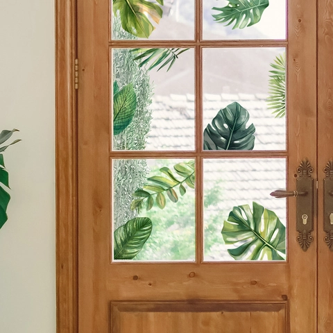 Piante Tropicali Foglie Verdi Adesivi Murali Monstera Foglia di Palma PVC Decalcomania da Muro Per Camera da Letto Soggiorno Bagno Casa