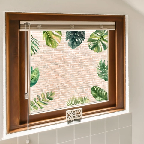 Piante Tropicali Foglie Verdi Adesivi Murali Monstera Foglia di Palma PVC Decalcomania da Muro Per Camera da Letto Soggiorno Bagno Casa