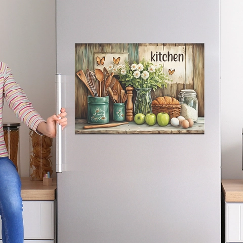Kitchen Theme Wall Sticker PVC Retro Food Poster Kitchenware Pattern Removable Decorative Decal For Dining Room Home Decor