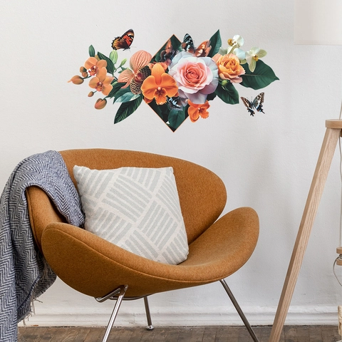 Bloem Vlinder Muursticker PVC Verwijderbare Florale Sticker Voor Woonkamer Slaapkamer Thuis Decor Moderne Muurschildering