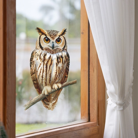 Realistico Decalcomania da Muro Gufo su Ramo d'Albero Removibile PVC Murale Uccello per Camera da Letto Soggiorno Casa Decorazione