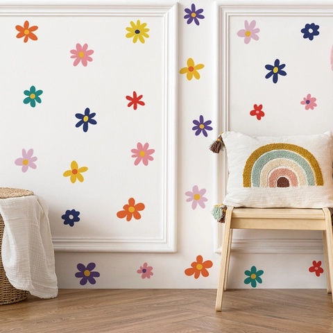 Bunte Blumen DIY Wandsticker PVC Abnehmbare Gänseblümchen Floral Decals Für Wohnzimmer Schlafzimmer Kinderzimmer Home Decor