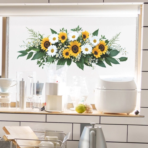 Frische Sonnenblumen Gänseblümchen Blumen Wandaufkleber PVC Selbstklebende Wandtattoos Für Küche Schlafzimmer Wohnkultur Wanddekoration