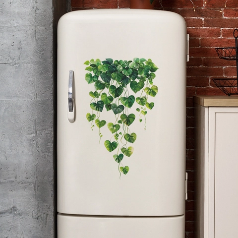 Pegatina de Pared Hojas Verdes Acuarela Enredaderas Colgantes PVC Removible Calcomanías Plantas Para Sala De Estar Dormitorio