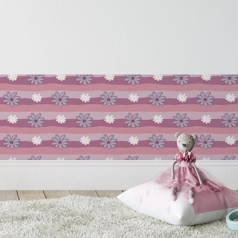 Pastoral Gänseblümchen Wandtattoo Blumenstreifen PVC Selbstklebend Wandaufkleber Für Schlafzimmer Wohnzimmer Haus Dekoration