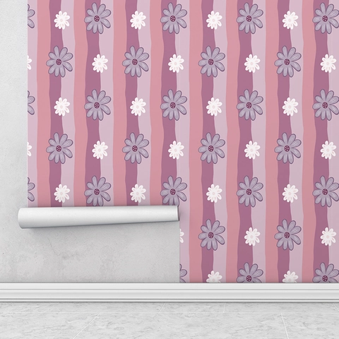 Pastoral Gänseblümchen Wandtattoo Blumenstreifen PVC Selbstklebend Wandaufkleber Für Schlafzimmer Wohnzimmer Haus Dekoration