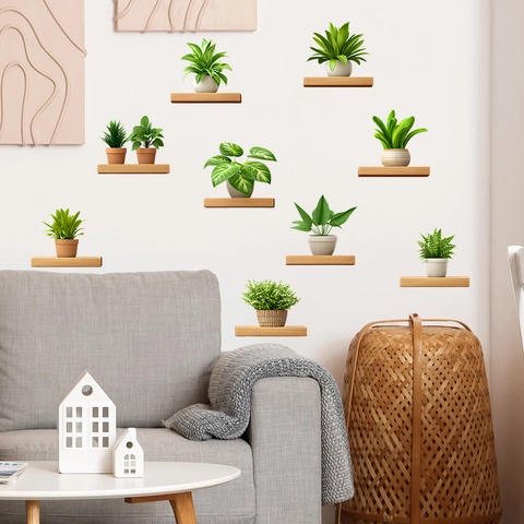 3D Simulation Topfpflanze Wandtattoo Modern PVC Grün Abnehmbar Wasserdicht Aufkleber Für Wohnzimmer Schlafzimmer Home Dekor