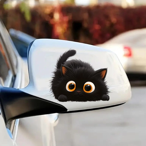 Süßer 3D Cartoon Schwarze Katze Aufkleber Wasserdichtes PVC Dekor Für Autofenster Stoßstange Laptop Haus Deko UV-Druck Aufkleber