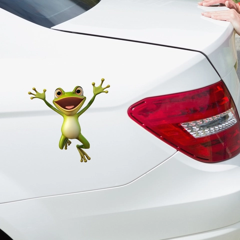 3D Cartoon Frog Car Sticker Funny Big Eyed Tree Frog PVC Waterproof Decal For Auto Window Mirror Body Decoration Cute Animal
