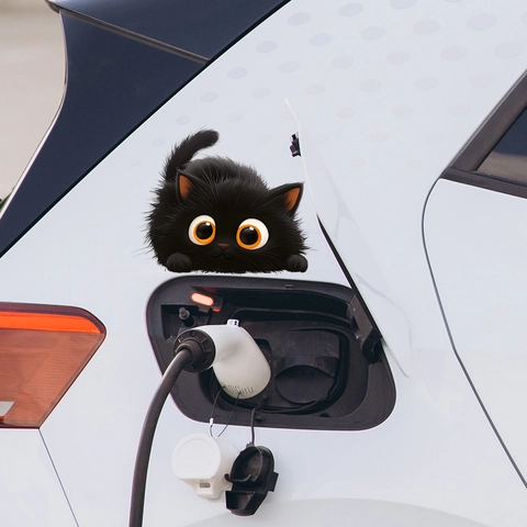 Süßer 3D Cartoon Schwarze Katze Aufkleber Wasserdichtes PVC Dekor Für Autofenster Stoßstange Laptop Haus Deko UV-Druck Aufkleber