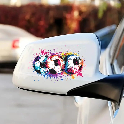 Creative Colorful Splatter Football Car Sticker Artistic Soccer Pattern UV Waterproof PVC Auto Body Window Decorative Decal