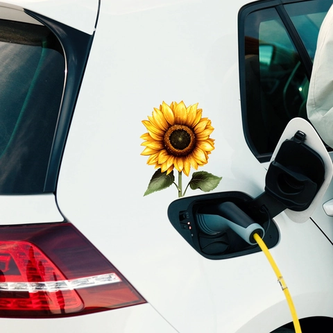 Waterproof Sunflower Car Sticker Decorative Floral Wall Decal For Window Glass Home Auto Body Styling Accessory Yellow Flower