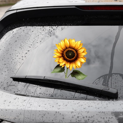 Waterproof Sunflower Car Sticker Decorative Floral Wall Decal For Window Glass Home Auto Body Styling Accessory Yellow Flower