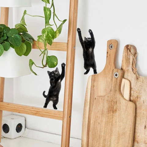 2Stück Kreative Lustige Schwarze Katze Wandaufkleber Abnehmbare PVC Schalter Aufkleber Für Wohnzimmer Schlafzimmer Home Deko