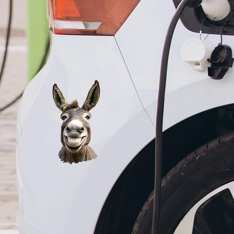 Humorous Smiling Donkey Head Car Sticker Waterproof PVC Self Adhesive Funny Animal Decal For Vehicle Window Glass Wall Decor