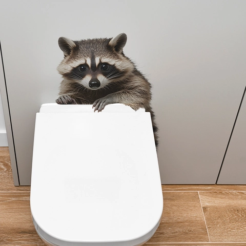 Pegatina de Tapa de Inodoro de Mapache Realista 3D Impermeable PVC Calcomanía de Pared de Animal para Baño Decoración Autoadhesiva