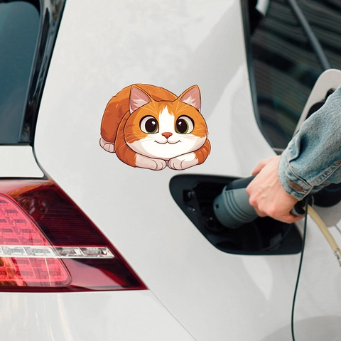 Cartoon Cute Fat Cat Sticker Waterproof PVC Orange Tabby Kitten Decal For Car Body Window Glass Wall Home Decoration