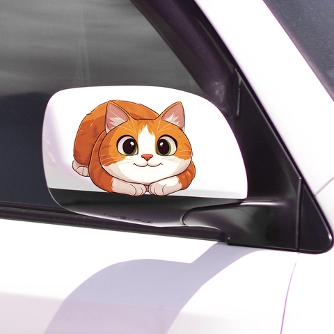 Cartoon Cute Fat Cat Sticker Waterproof PVC Orange Tabby Kitten Decal For Car Body Window Glass Wall Home Decoration