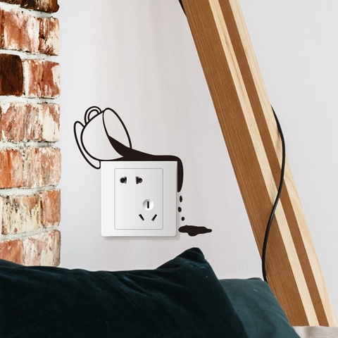 Creative Coffee Cup Silhouette Switch Wall Sticker Waterproof PVC Decal For Kitchen Dining Room Home Decoration