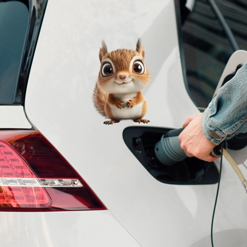 3D Cartoon Eichhörnchen Auto Fenster Aufkleber Süßes Tier PVC Dekal Selbstklebend UV Druck Wanddeko Für Badezimmer Fahrzeug Glas
