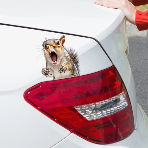 Funny 3D Screaming Squirrel Car Sticker PVC Waterproof Auto Decal For Windows Body Bumper Funny Animal Wall Sticker Decor